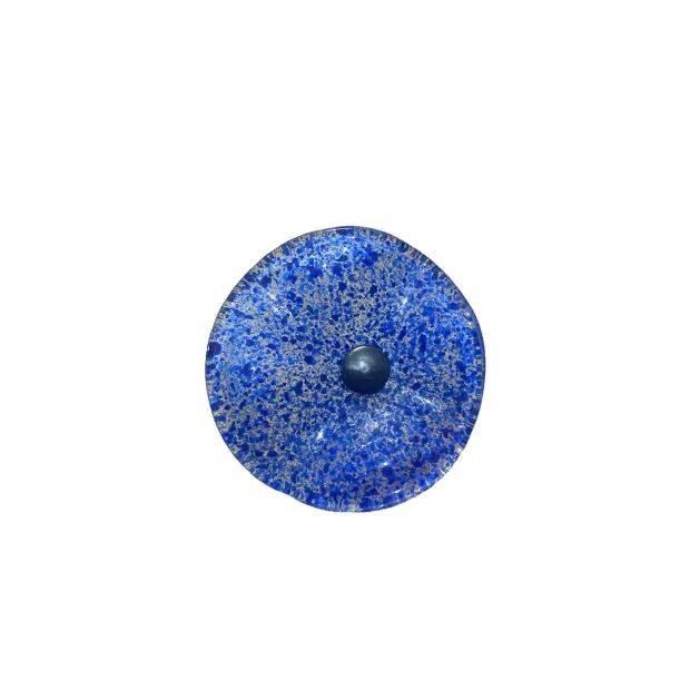 Fleur en verre transparent bleu moucheté coquelicots - Petit