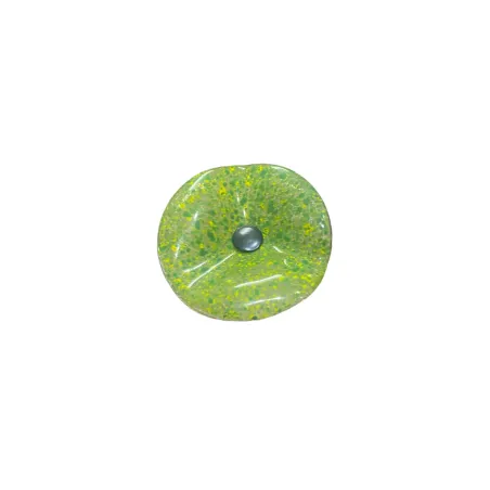 Fleur en verre transparent jaune vert moucheté coquelicots - Petit