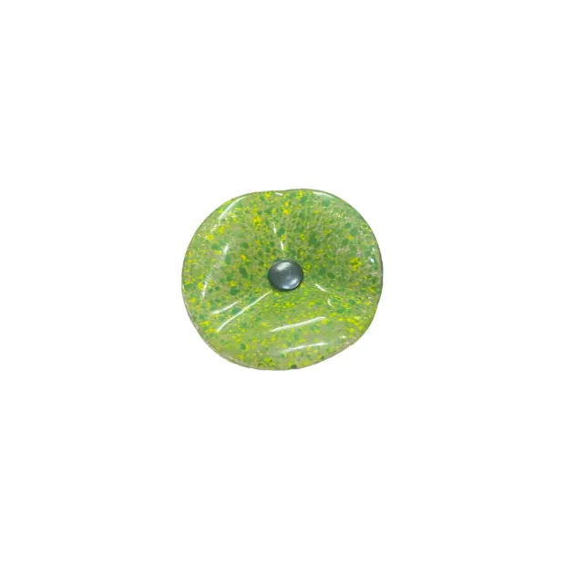 Fleur en verre transparent jaune vert moucheté coquelicots - Petit