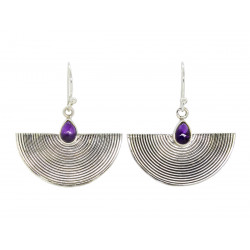Boucles d'oreilles pendantes argent Papyrus Améthyste - Bibop et Lula