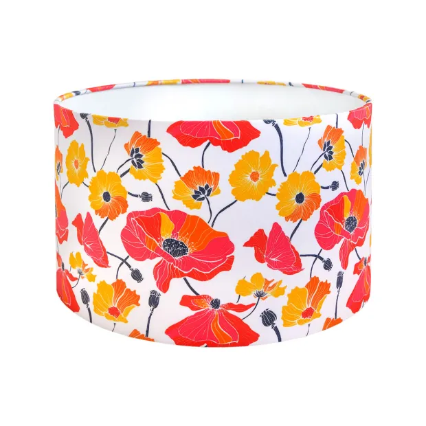Petit abat-jour cylindrique Pavots