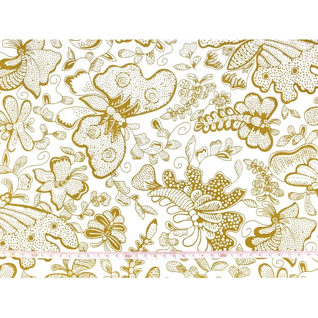Tissu coton Papillons Dorés