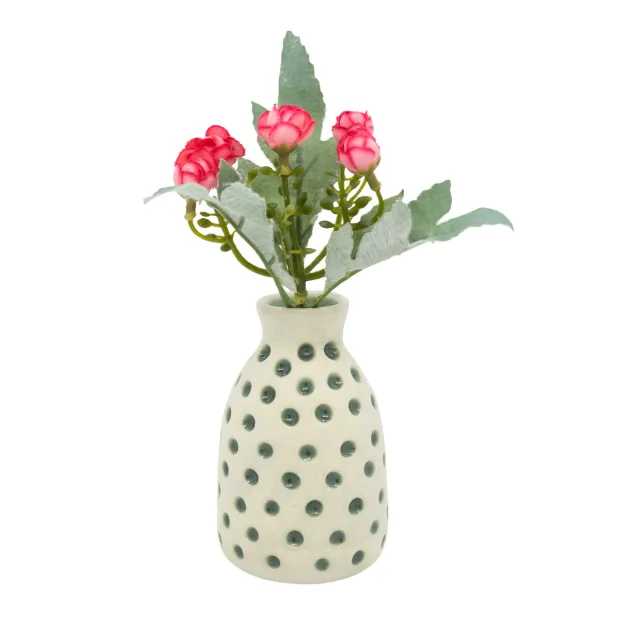 Vase céramique petits points verts