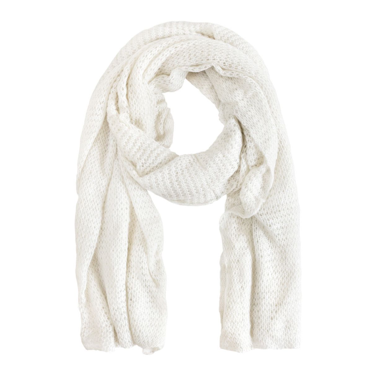 Châle étole Cachemire Laine Femme Hiver 180 X70 XXLA 9 Blanc Laiteux