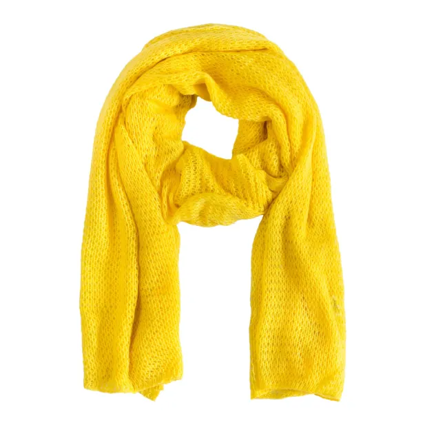 Echarpe en laine ajourée Jaune