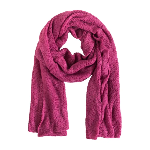 Echarpe en laine ajourée Rose Framboise