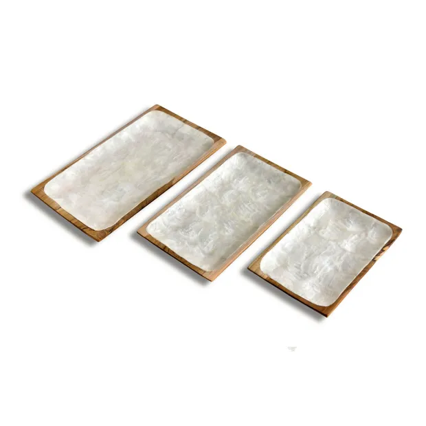 Petits plateaux décoratif bois et nacre Rectangle