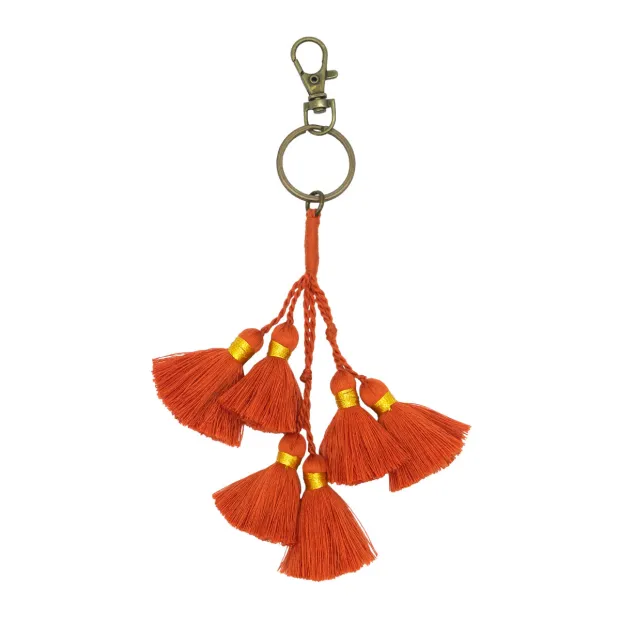 Porte-clé mini pompons orange
