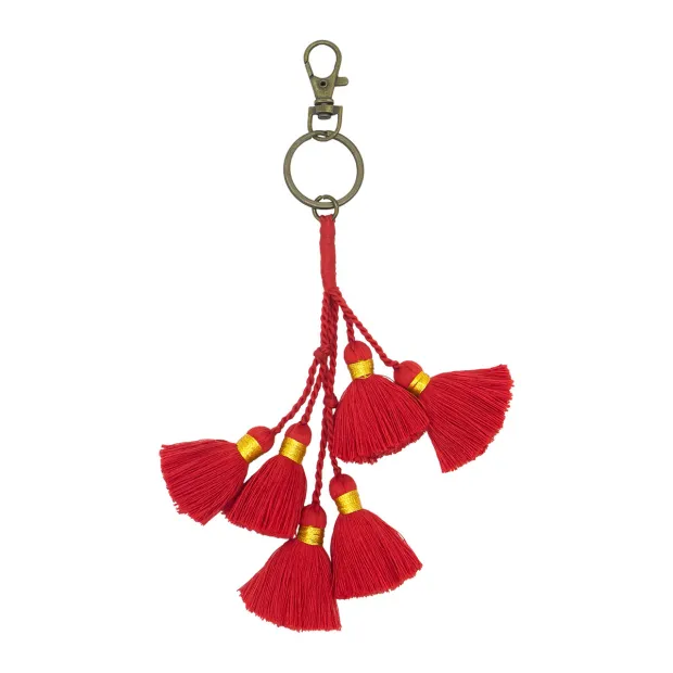 Porte-clé mini pompons rouge