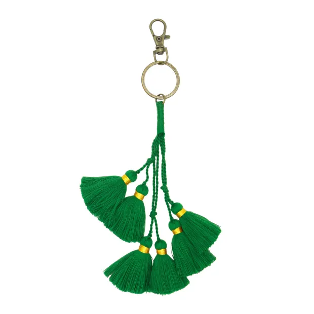 Porte-clé mini pompons vert