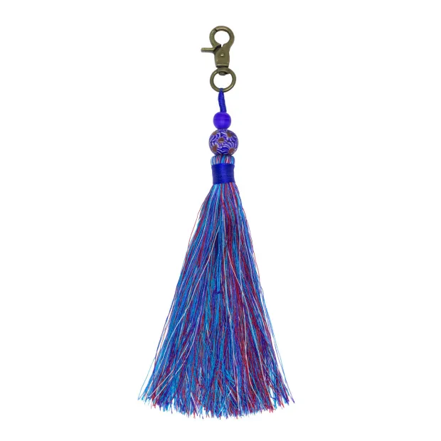 Porte-clé pompon bleu foncé