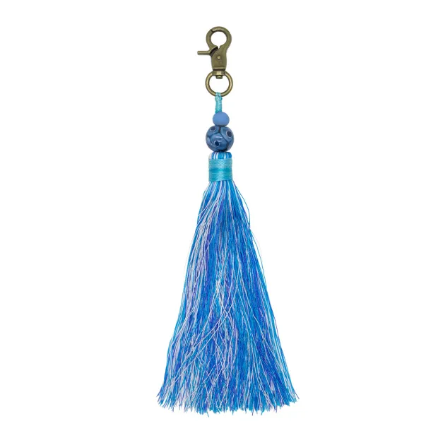 Porte-clé pompon bleu