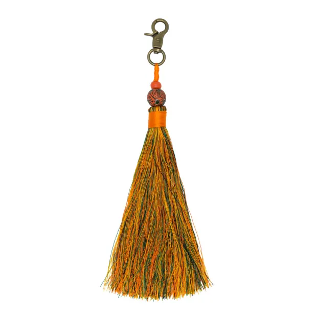 Porte-clé pompon orange