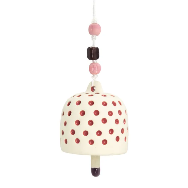 Clochette en céramique petits pois rose