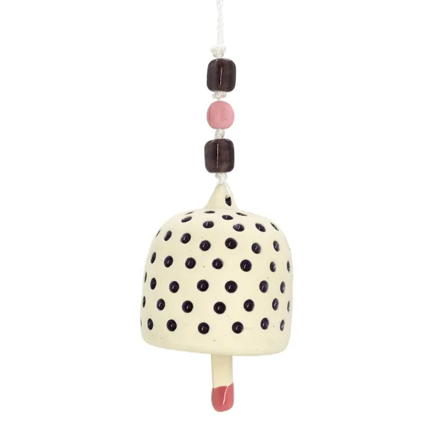 Clochette en céramique petits pois violet