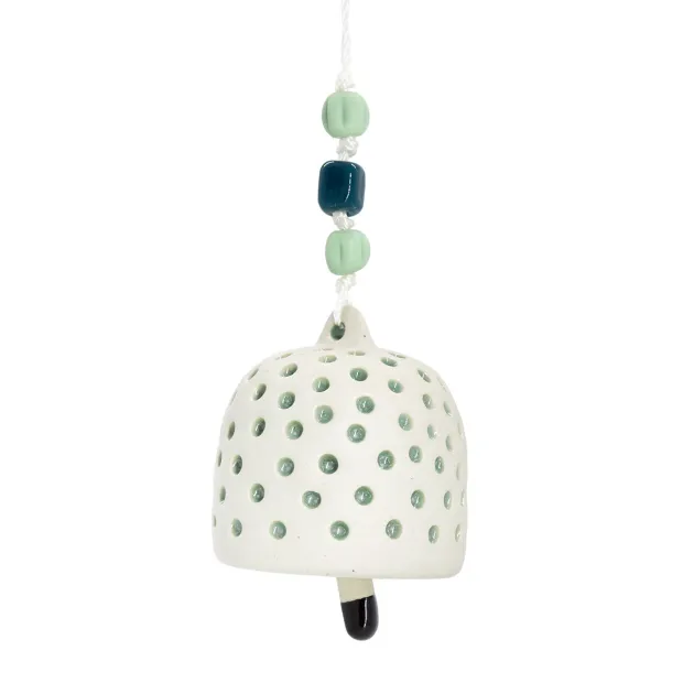 Clochette en céramique petits pois vert