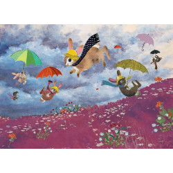 Carte Postale Envolée de lapins - Bibop et Lula