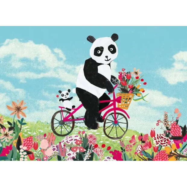 Carte Postale Pandas en bicyclette