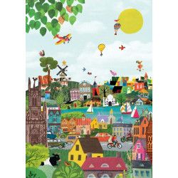 Carte Postale Village Colorée - Bibop et Lula