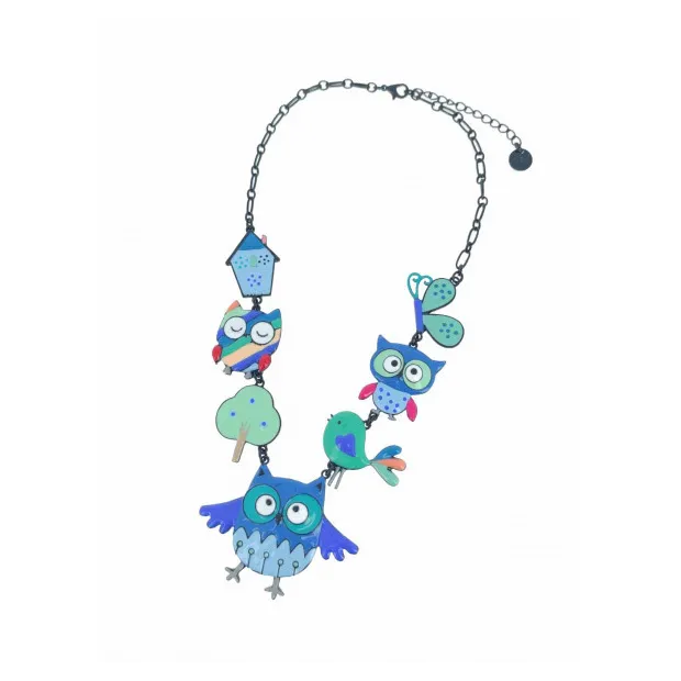 Collier Hiboux Bleu