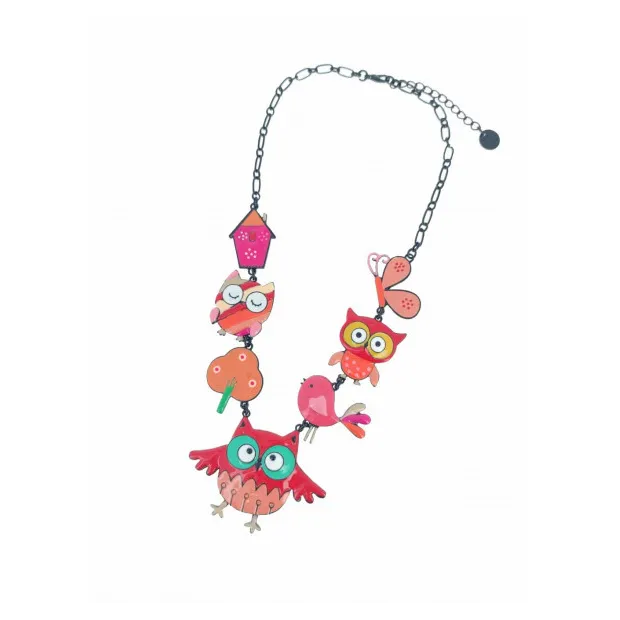 Collier Hiboux Rouge