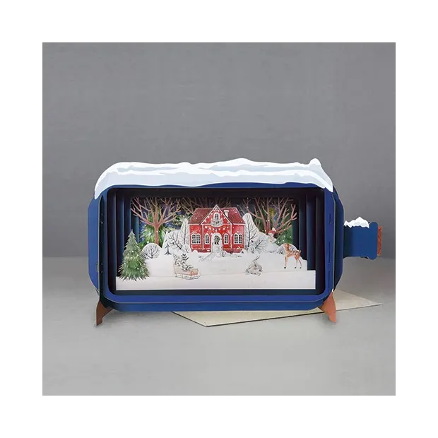 3D Pop Up Carte Postale Maison sous la neige