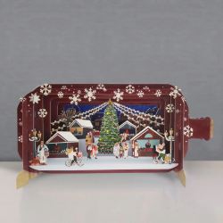 3D Pop Up Carte Postale "Marché de noël " - Bibop et Lula