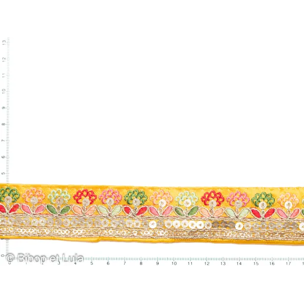 galon Dariba jaune brodé de sequins colorés