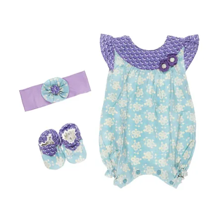 Coffret de naissance fille 0-6 mois bleu et violet