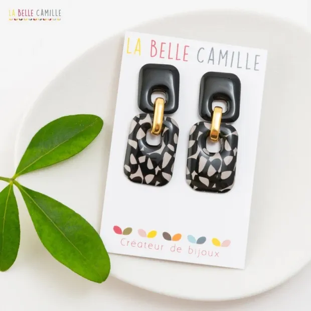 JANINE boucles d'oreilles "Seventies noir"