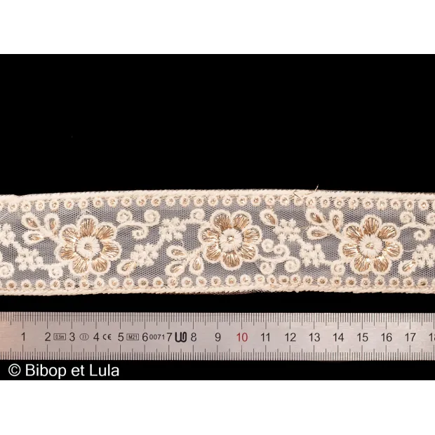 Galon ruban tulle brodé mariage crème 7