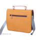 Petit cartable en cuir recyclé marron et rouge - Bibop et Lula
