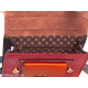 Petit cartable en cuir recyclé marron et rouge - Bibop et Lula