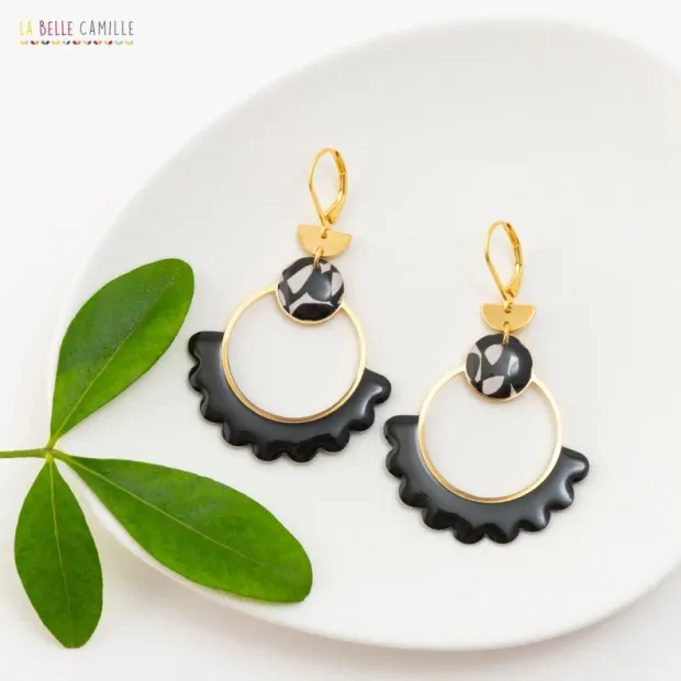 SALOME  boucles d'oreilles "Seventies Noir"