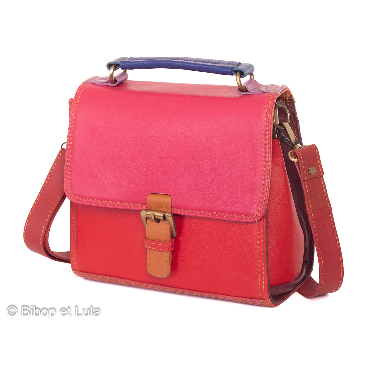 Sac cuir recyclé rouge