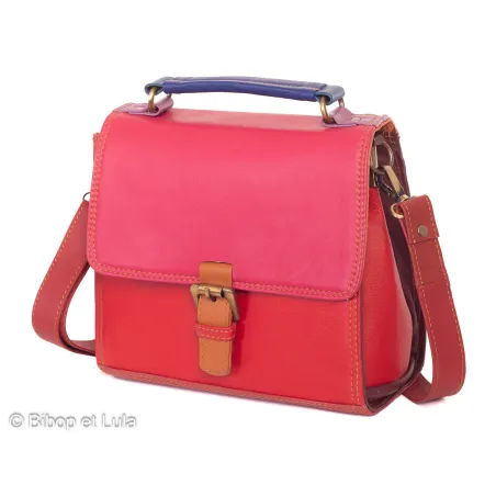 Sac cuir recyclé rouge