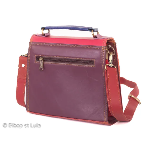 Sac cuir recyclé rouge