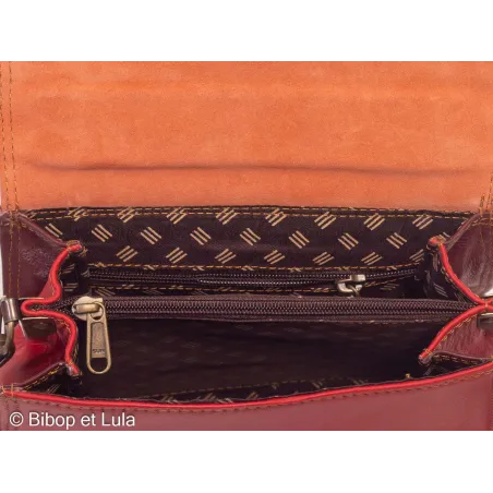 Sac cuir recyclé rouge