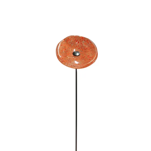 Fleurs en verre orange et rouge mouchetée coquelicots - Petite