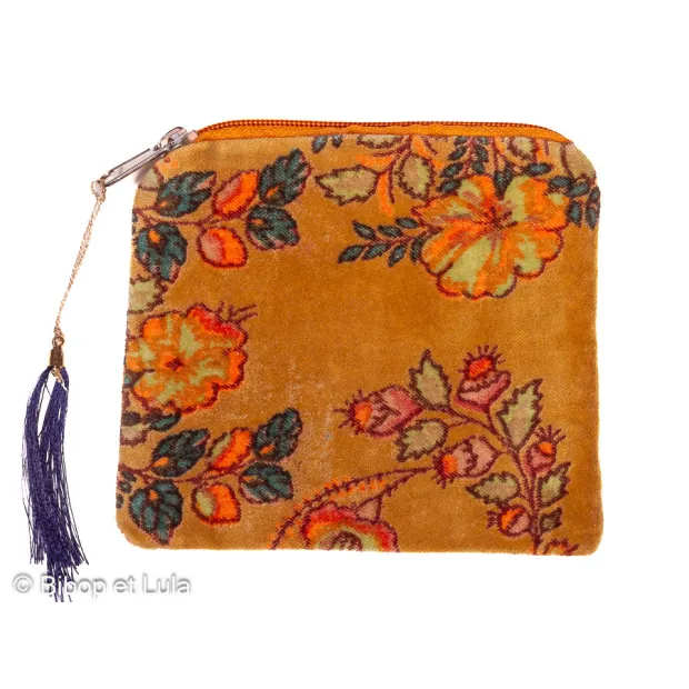 Petite pochette velours Calie jaune