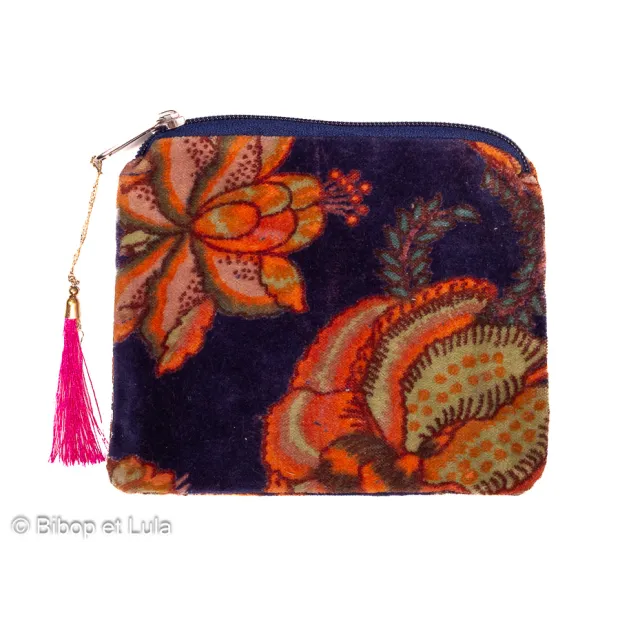 Petite pochette velours Calie marine 