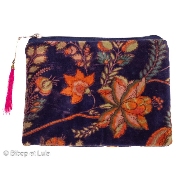 Pochette velours Calie marine 