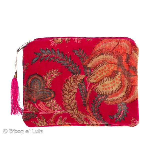 Pochette plate velours Cali rose