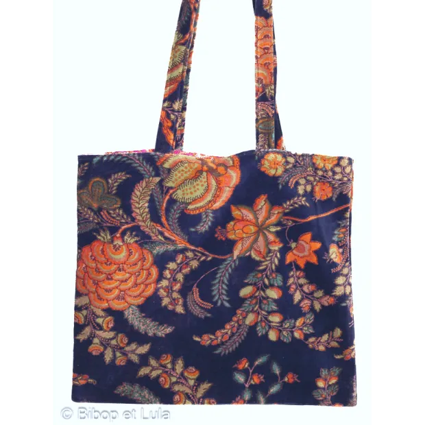 Sac cabas velours Calie marine 