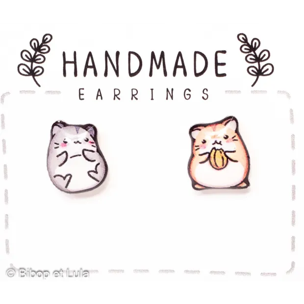 Puces d'oreilles dépareillées Hamster gris et Hamster roux
