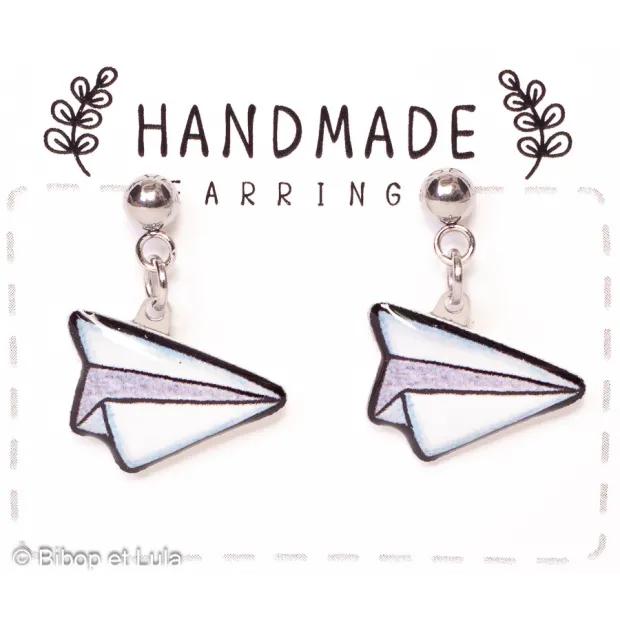 Boucles d'oreilles clous, Avion origami
