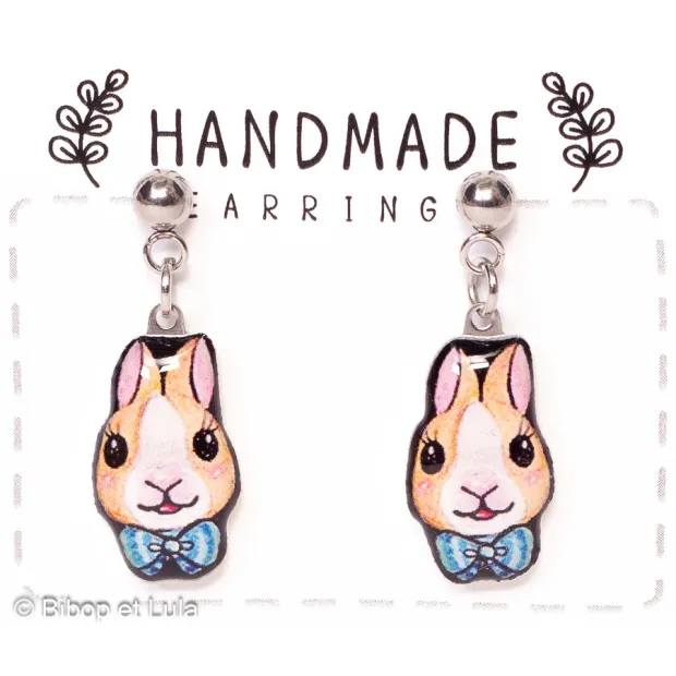 Boucles d'oreilles clous, Lapins