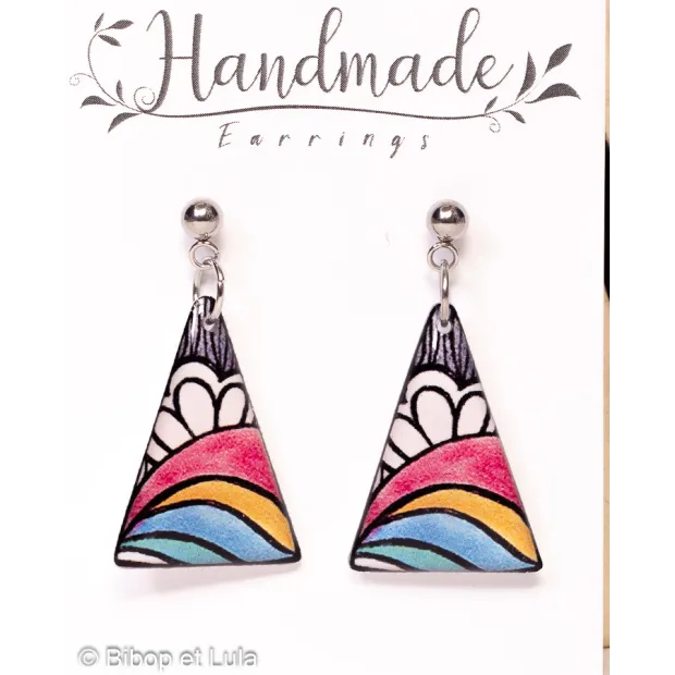 Boucles d'oreilles clous pendantes, Arc en ciel