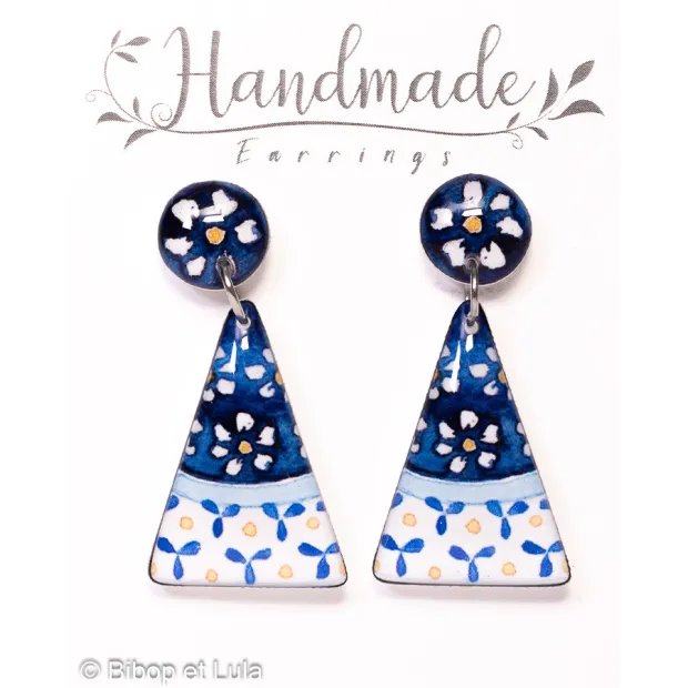 Boucles d'oreilles clous pendantes, Azulejos