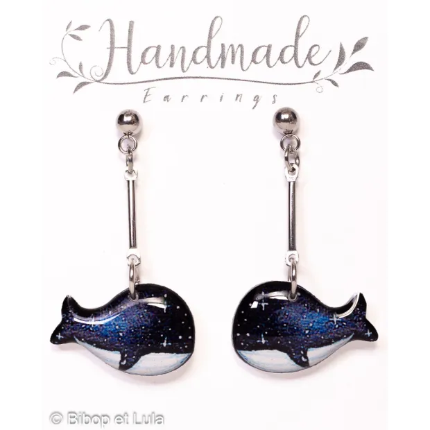 Boucles d'oreilles clous pendantes , Baleines